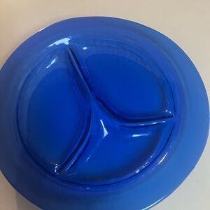 Blue Cobalt Glass Divided Plate